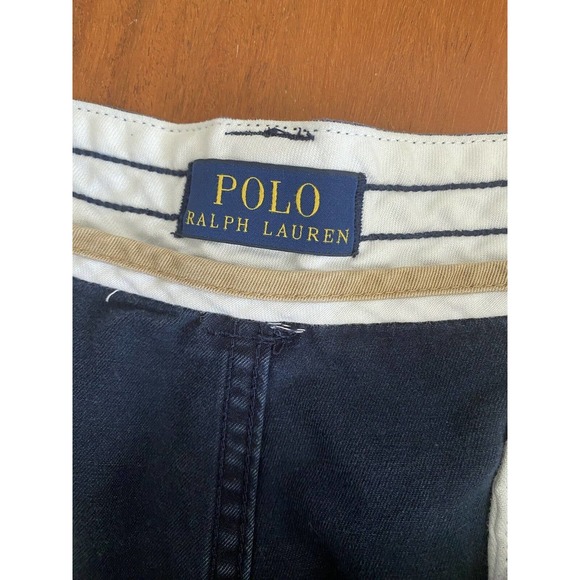 Ralph Lauren Polo Cargo Shorts Y2k Vintage Mens Navy Blue 40 Logo Tag Flat Front - Picture 4 of 6